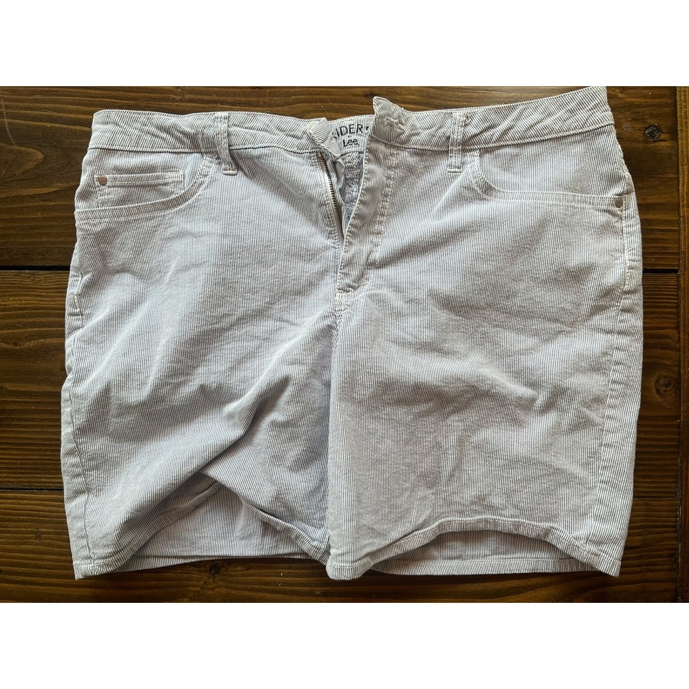 Riders by Lee Womens Blue White Pinstripe Midrise Shorts Size 16 Medium 196MAWN